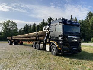 camion transport de lemne MAN TGX 33.640 6x4 BL CH Langholztransporter mit Kran + remorcă transport de lemne